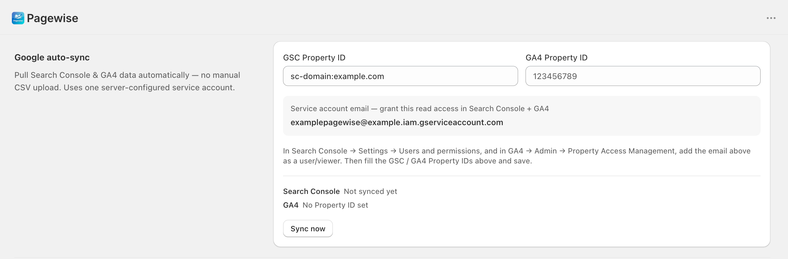 Google auto-sync card
